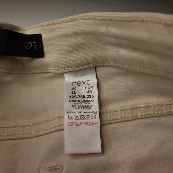 Next Jeans Couture Collection, Skinny fit, Size 12, Regular Length, Cream Color - Picture 4 of 5